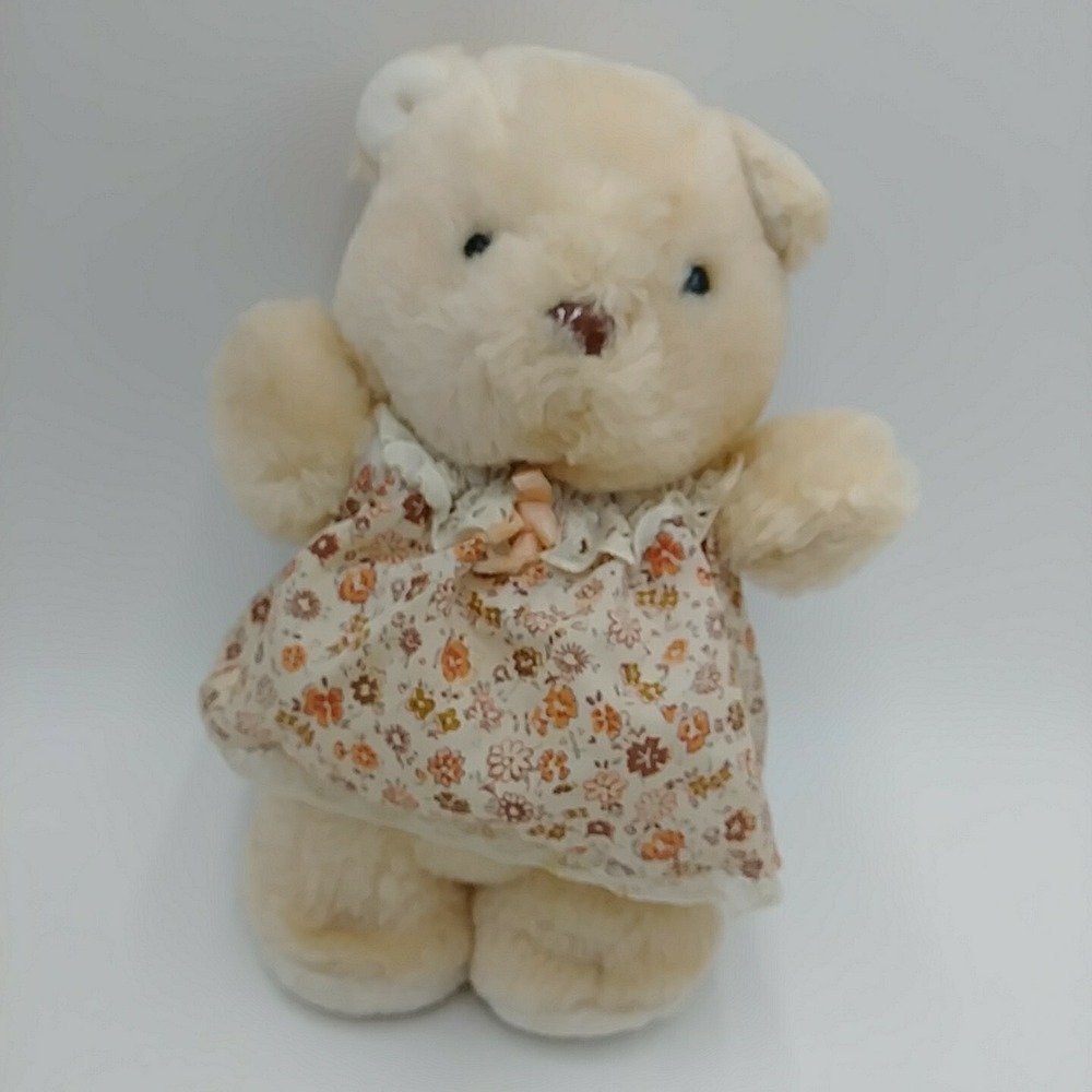 Applause Puddy Teddy Bear Small 2110 Plush Vintage 1984 Dress 8"